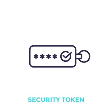 Security token, vector line icon Illustrazione stock