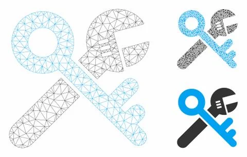 Security Tools Vector Mesh Network Model and Triangle Mosaic Icon Illustrazione stock