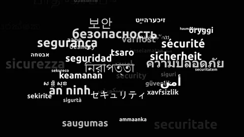 Security Translated in 50 Worldwide Languages Endless Looping 3d Zooming Word Video stock 145212620