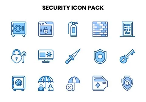 Security Two Colour Bundle Icons Pack Stock Illustration