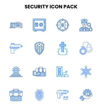 Security Two Colour Collection Icons Pack 스톡 일러스트