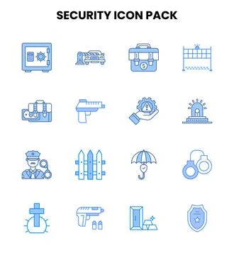 Security Two Colour Design Icons Pack Stock Illustration