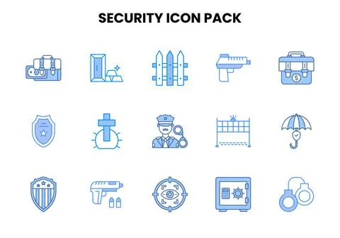 Security Two Colour Design Icons Pack Stock Illustration