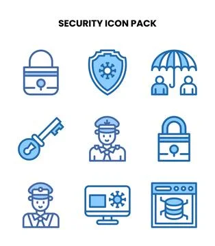 Security Two Colour Graphics Icons Pack Stock Illustration