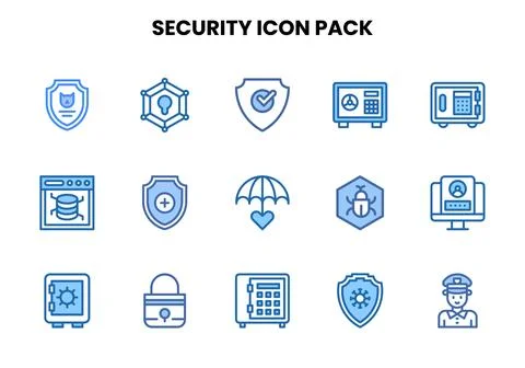 Security Two Colour Icons Pack 스톡 일러스트