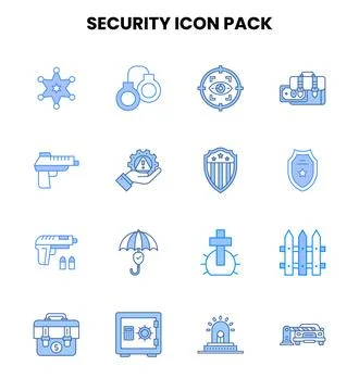 Security Two Colour Icons Pack Stock Illustration