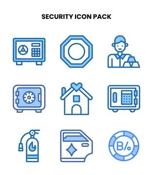 Security Two Colour UI Icons Pack Stock Illustration