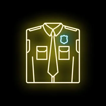 Security uniform glowing neon sign on black background Stock Illustration
