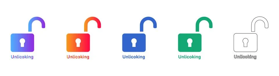 Security Unlocking and Access Icons Illustrazione stock