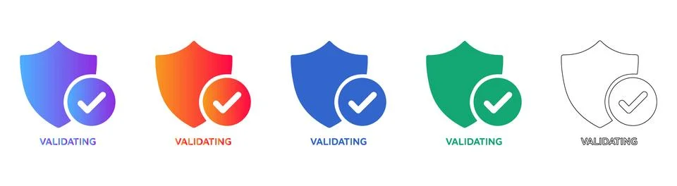 Security Validation Shield Icon Set Stockillustratie