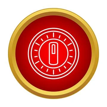 Security vault combination dial with number 0 and red background Stock Illustration