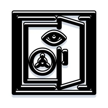 Security vault open with eye icon Stock Illustration