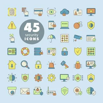 Security vector icon set on white background Stock Illustration