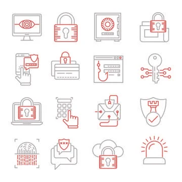 Security vector icons set Illustrazione stock