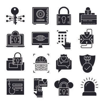 Security vector icons set Illustrazione stock
