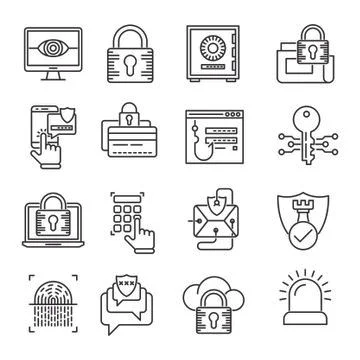 Security vector icons set Illustrazione stock