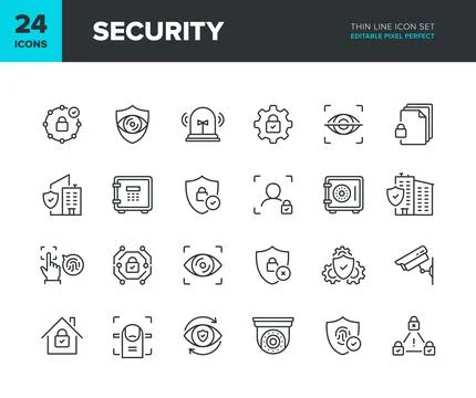 Security vector line icon set Stock Illustration
