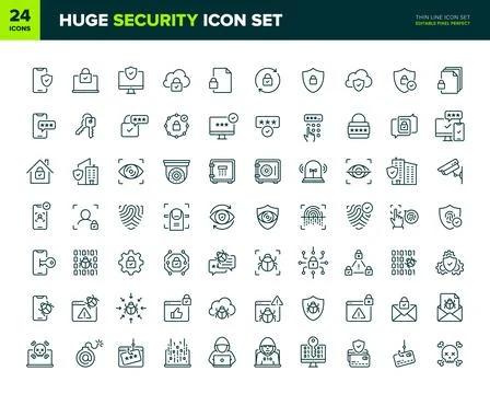 Security vector line icon set Stock Illustration