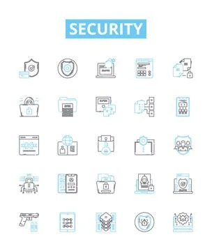 Security vector line icons set. Protection, Safeguard, Armor, Shield, Fortress Stock Illustration