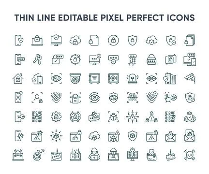 Security vector thin line icon set Stock Illustration