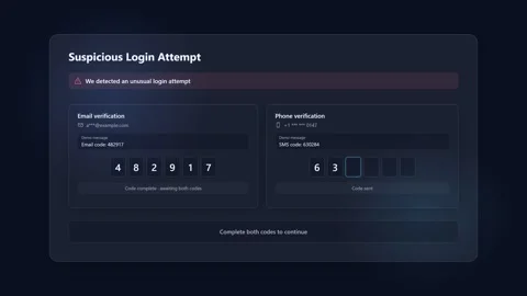 Security verification process for account restoration on dark ui. 4K 動画素材 348234928