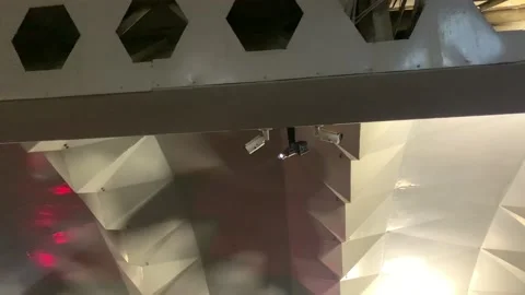 Security video camera moving to scan the area for surveillance purposes. Robotic Video stock 150001420