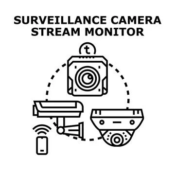Security video surveillance camera system monitoring technology Stock Illustration