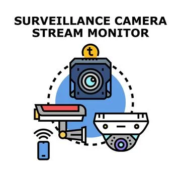 Security video surveillance camera system monitoring technology Ilustración de archivo