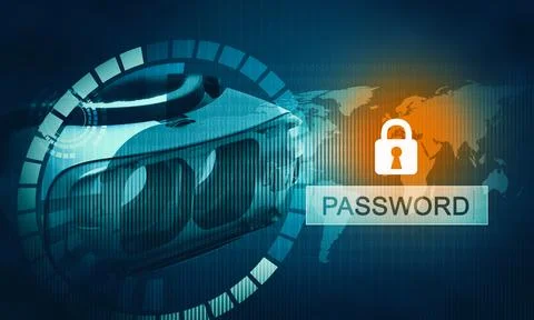 Security of virtual reality conceptual mixed media image Illustrazione stock