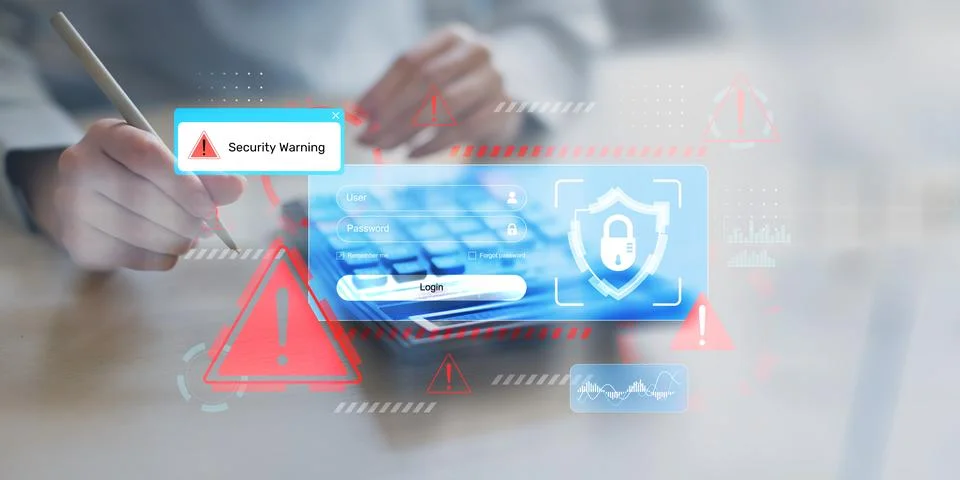 Security Warning Alert for Cybersecurity Risk Management and Enterprise Dat.. 写真素材