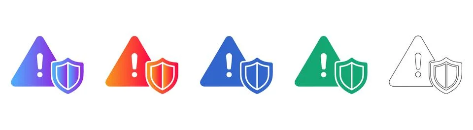 Security Warning Alert Icons Set Stock Illustration