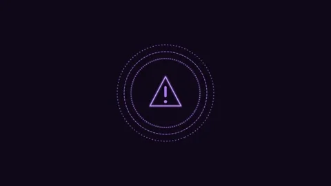 Security warning alert line icon with rotating rings, violet neon style 스톡 동영상 342595527