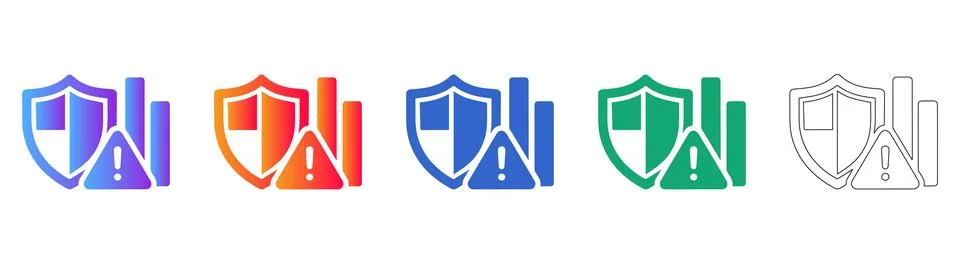 Security Warning and Risk Analysis Icon Set Stock Illustration