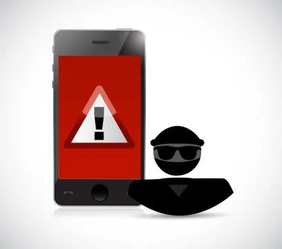 Security warning. Hacker and smart phones Stock-Illustration