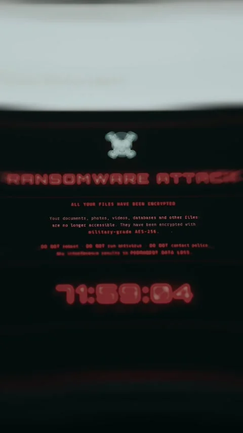 Security warning interface indicating files have been encrypted by ransomware Stock Footage 335463092
