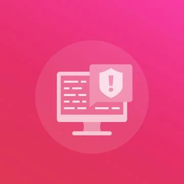 Security warning notification, vector icon with computer イラスト素材