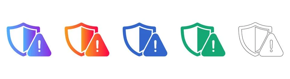 Security Warning Shield Icons Stock Illustration