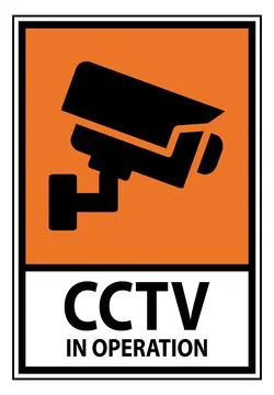 Security Warning Sign Featuring CCTV Camera Icon on Bright Background Stock Illustration