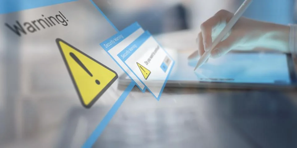 Security Warning System for IT Risk Management and Digital Device Protection Stock Photos
