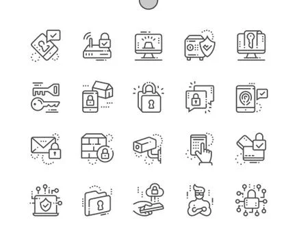 Security Well-crafted Pixel Perfect Vector Thin Line Icons 30 2x Grid for Web Stockillustratie