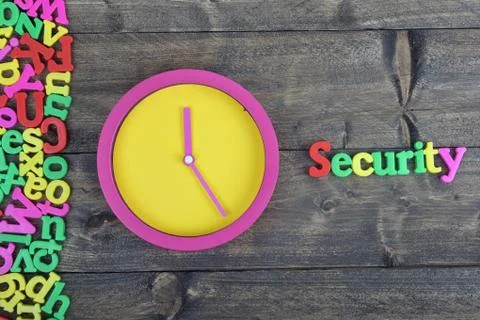 Security on wooden table Stock Photos