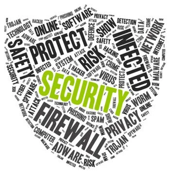 Security word cloud in a shape of shield Stockillustratie