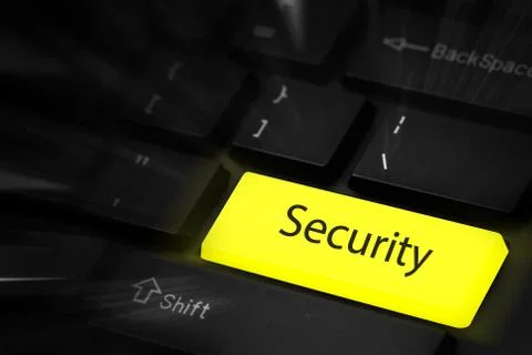 Security yellow button keyboard Stock Illustration