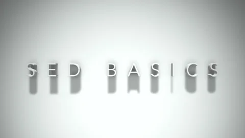 Sed basics 3D title animation with shadows on a white background Stock Footage 297022852