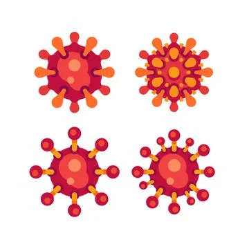 Sed of red virus flat icons. SARS-CoV-2 novel coronavirus vector illustration Stock Illustration