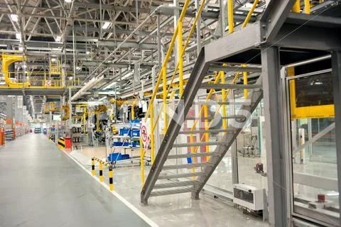 The sedan assembly shop production line Stock Photos