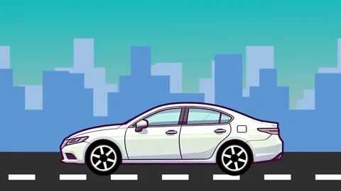 Sedan Car Animation in Urban Setting Stock Footage 280950705