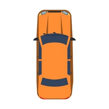 Sedan Car with top view. Solid and flat color style design. Stock Illustration