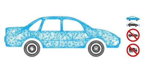 Sedan Car Web Vector Mesh Illustration 库存插图