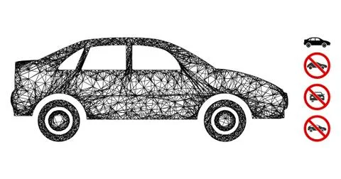 Sedan Car Web Vector Mesh Illustration Stock Illustration